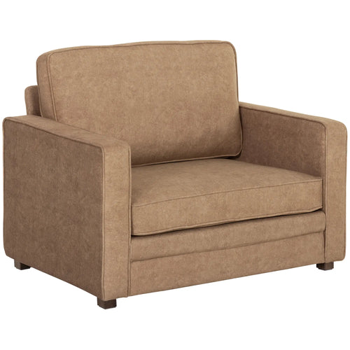 Velvet Fabric Armchair, Wide Seat, Spring Cushion, Solid Wood Legs, Brown