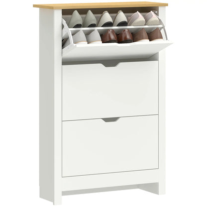 Shoe Storage Cabinet, 3 Flip Drawers, Adjustable Shelves, 9-18 Pairs, White Shoe Storage Cabinets & Racks at Gallery Canada