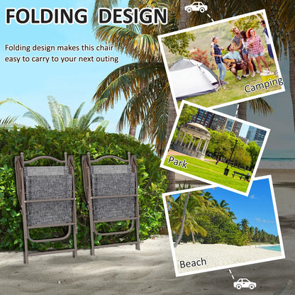 2 Folding Camping Chairs, Mesh Fabric Seat, Armrest, Lawn Sports Chairs Patio Chairs at Gallery Canada