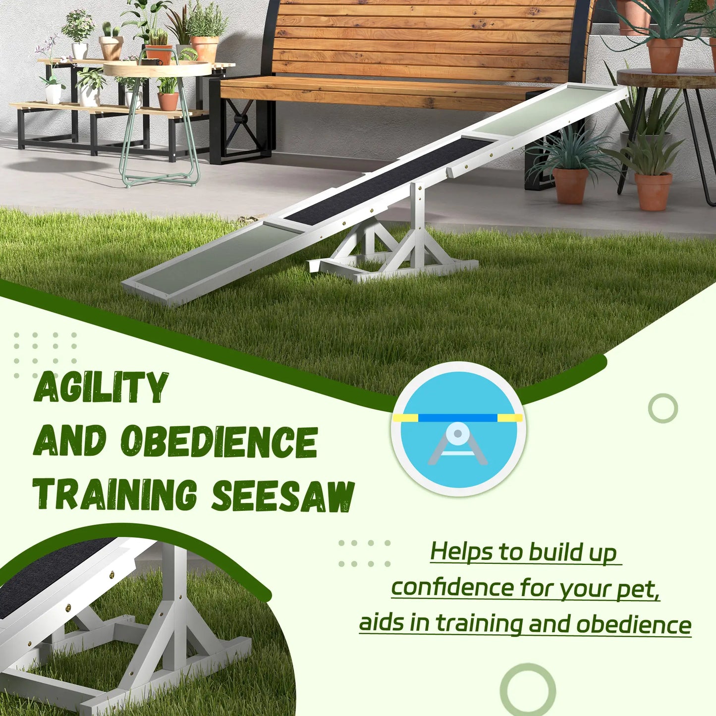 Wood Pet Seesaw, Dog Agility Training Equipment, Weather Resistant, White Dog Agility Training Equipment at Gallery Canada