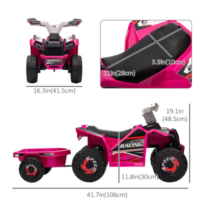 6V Electric Toy Car with Trailer, Forward Backward, Ages 18-36 Months, Pink Electric Ride On Toys at Gallery Canada