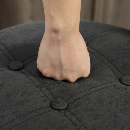 Set of 2 Barstools with Storage, Swivel, PU Leather, Footrest, Steel Base, Black Bar Stools at Gallery Canada