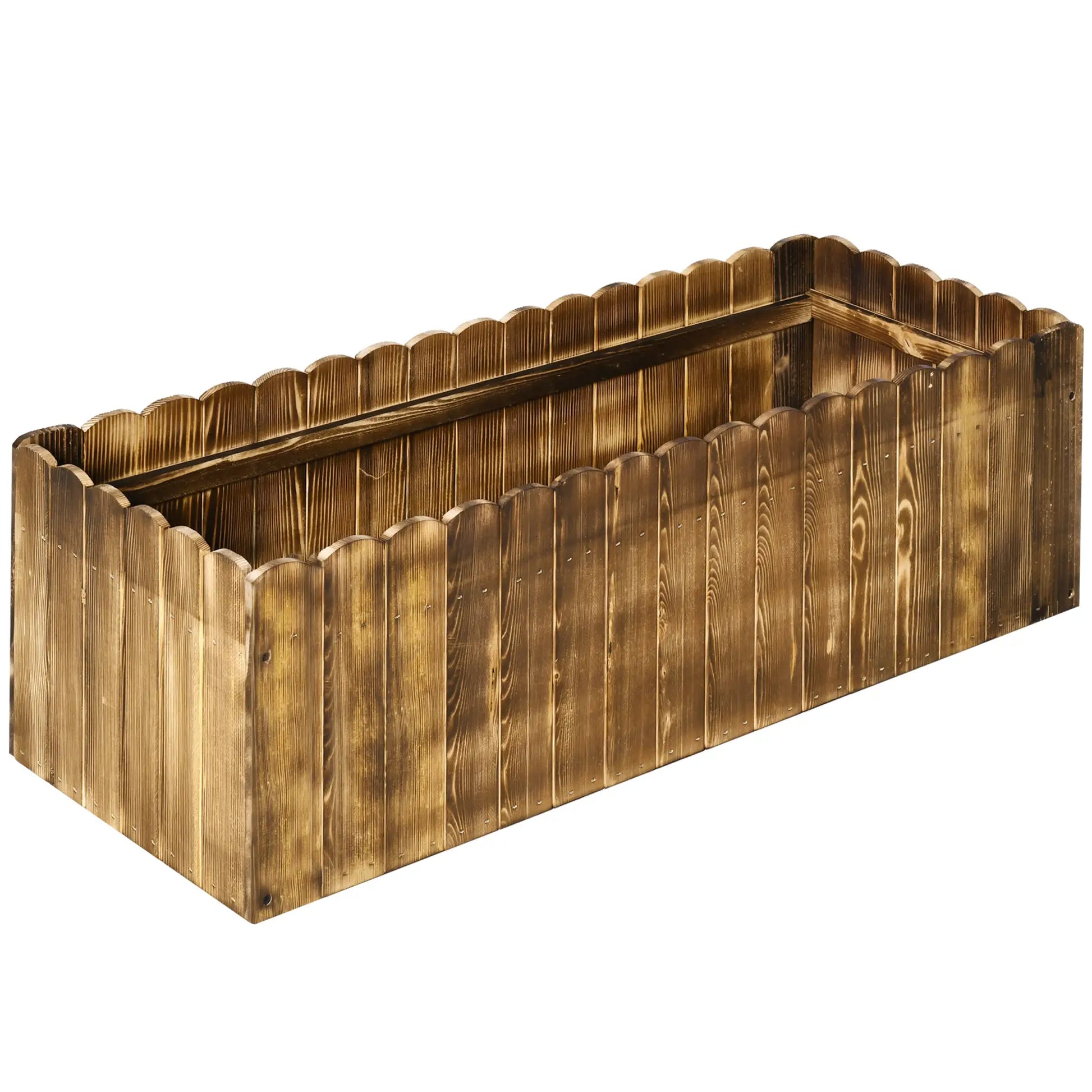 40" x 16" x 12" Wooden Raised Garden Bed, Planter Box with Drainage Holes, Natural Wooden Planter Boxes at Gallery Canada