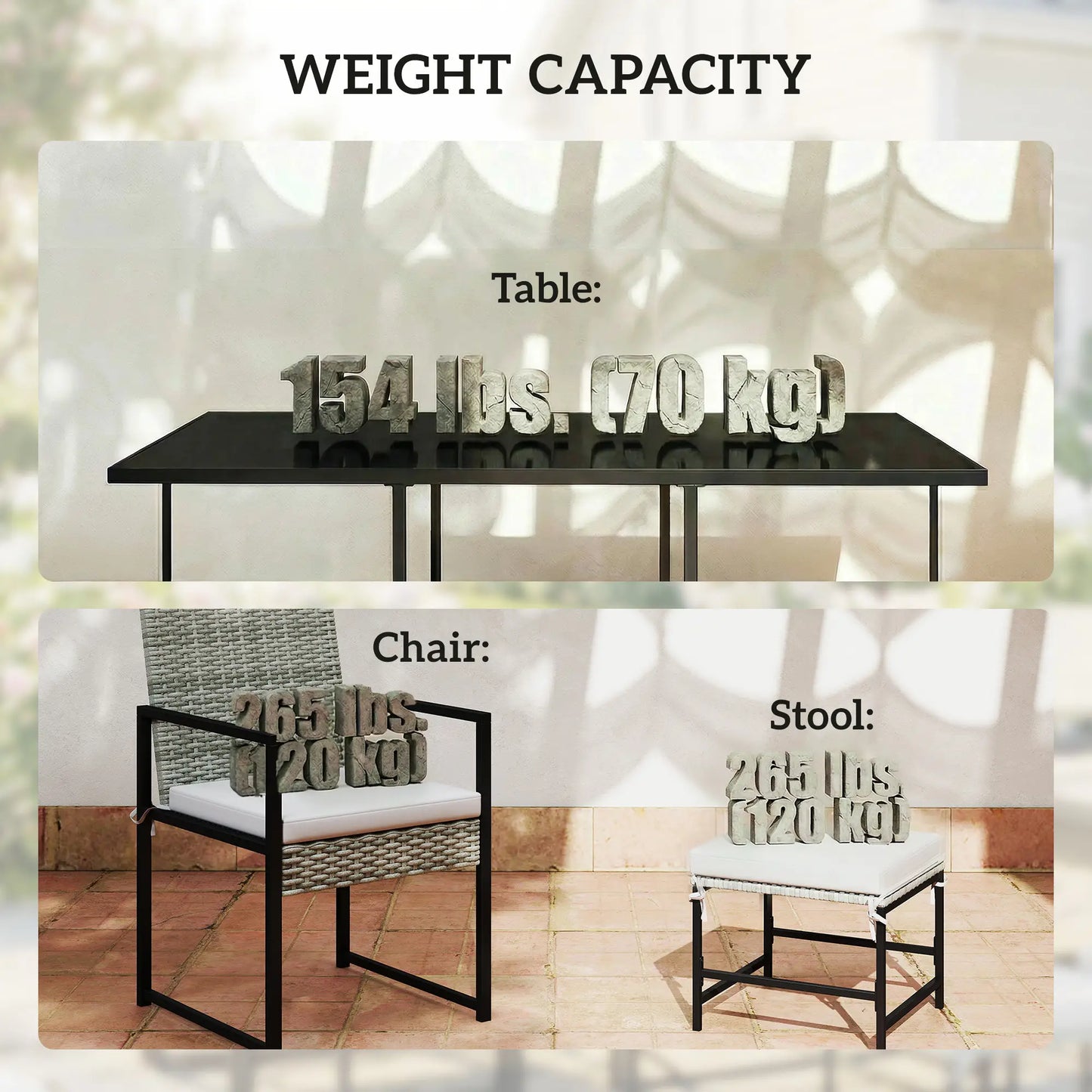 Wicker Patio Dining Set, 6 Armchairs, 4 Stools, Light Grey Outdoor Dining Sets at Gallery Canada