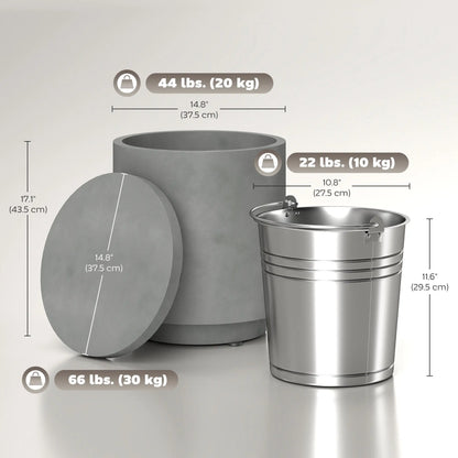 2.6 Gal Outdoor Side Table, 3-In-1 Concrete Cooler with Storage, Light Grey Side Tables at Gallery Canada