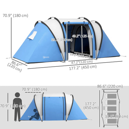 Camping Tent, 2 Bedrooms, Living Area, 3000mm Waterproof, Blue Camping Tents at Gallery Canada