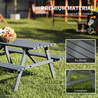 Wood Picnic Table With Umbrella Hole, Camping Table Bench Set, Grey Picnic Tables & Camping Chairs at Gallery Canada