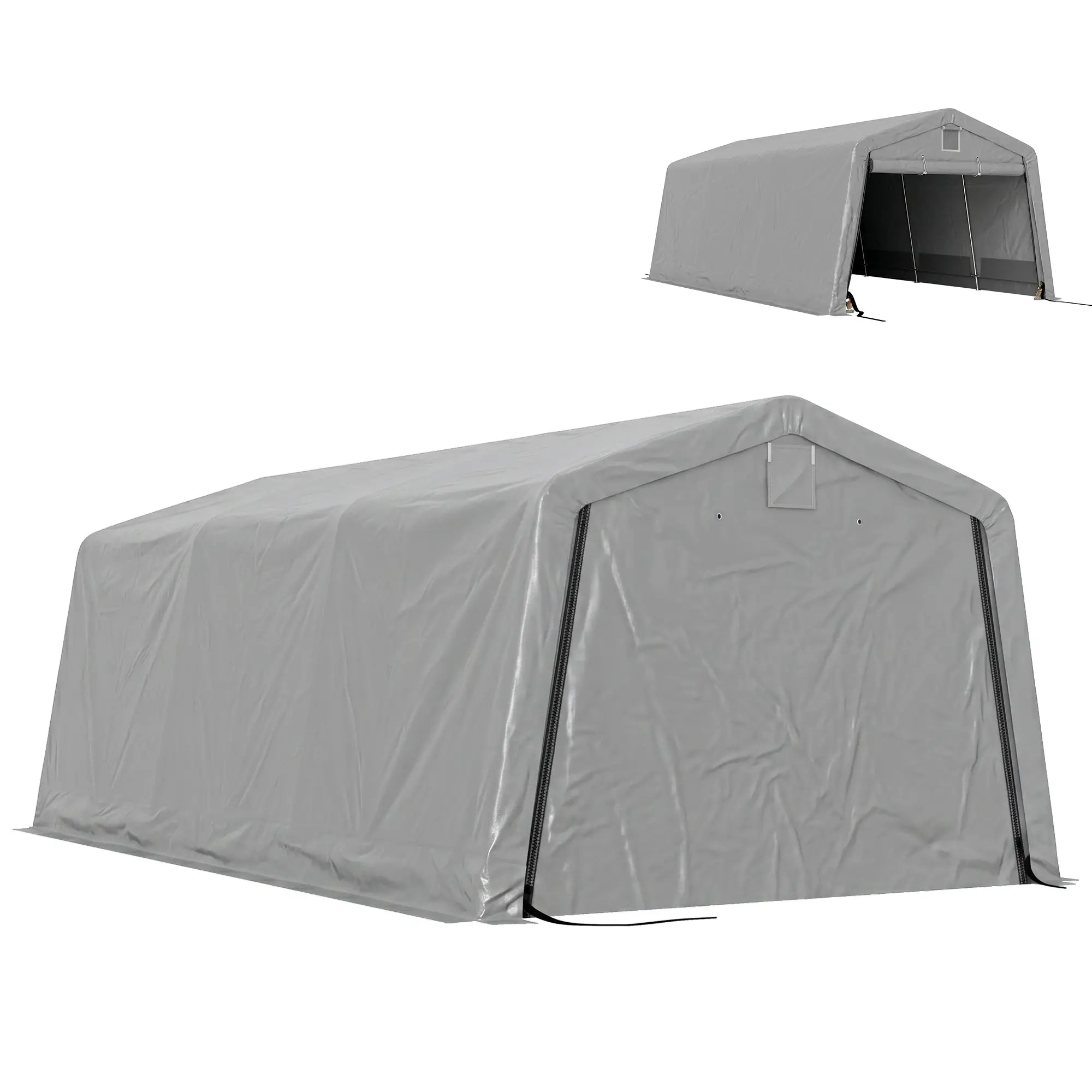 11' x 20' Portable Garage, Heavy Duty Carport, Grey Car Shelters Light Grey at Gallery Canada
