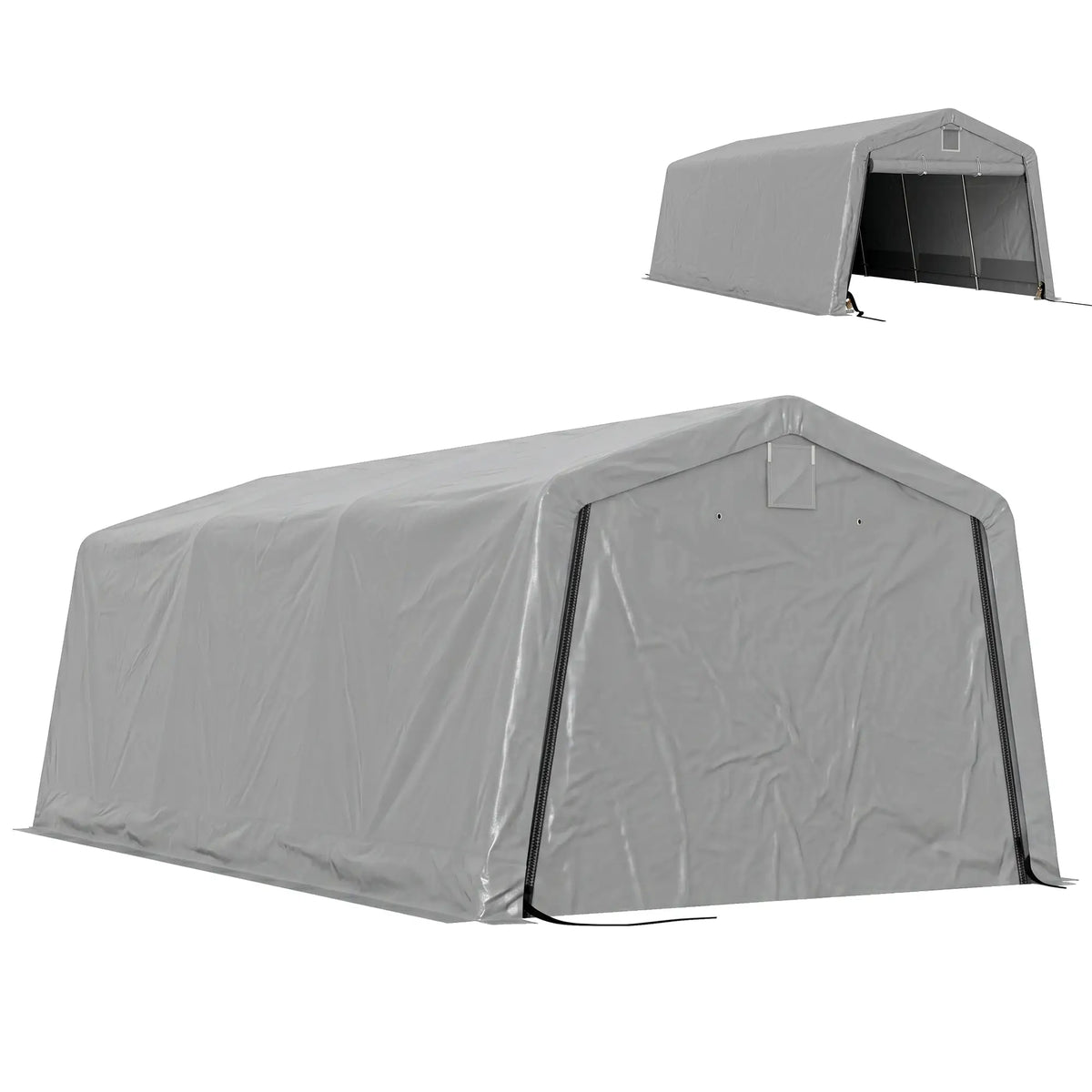 11' x 20' Portable Garage, Heavy Duty Carport, Grey Car Shelters Light Grey at Gallery Canada