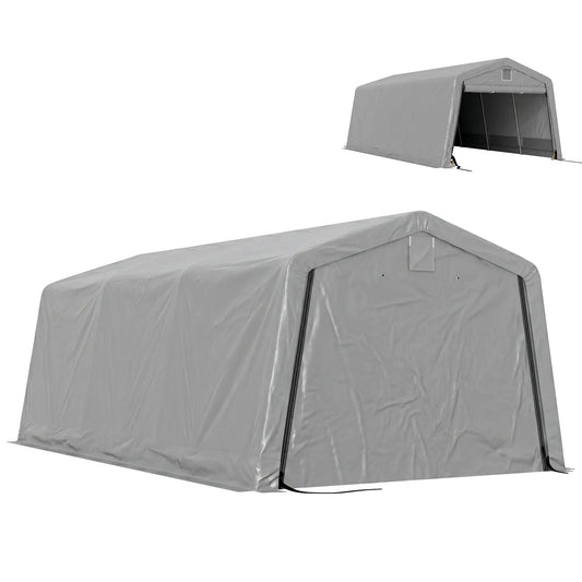 11' x 20' Portable Garage, Heavy Duty Carport, Grey Car Shelters Light Grey at Gallery Canada