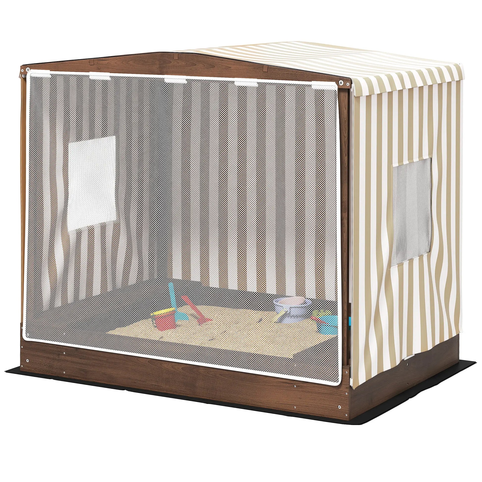 Kids Sandbox with Canopy, Bench Seats, 56" x 40" x 52", Brown Sandboxes & Accessories Brown at Gallery Canada
