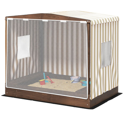 Kids Sandbox with Canopy, Bench Seats, 56" x 40" x 52", Brown Sandboxes & Accessories Brown at Gallery Canada