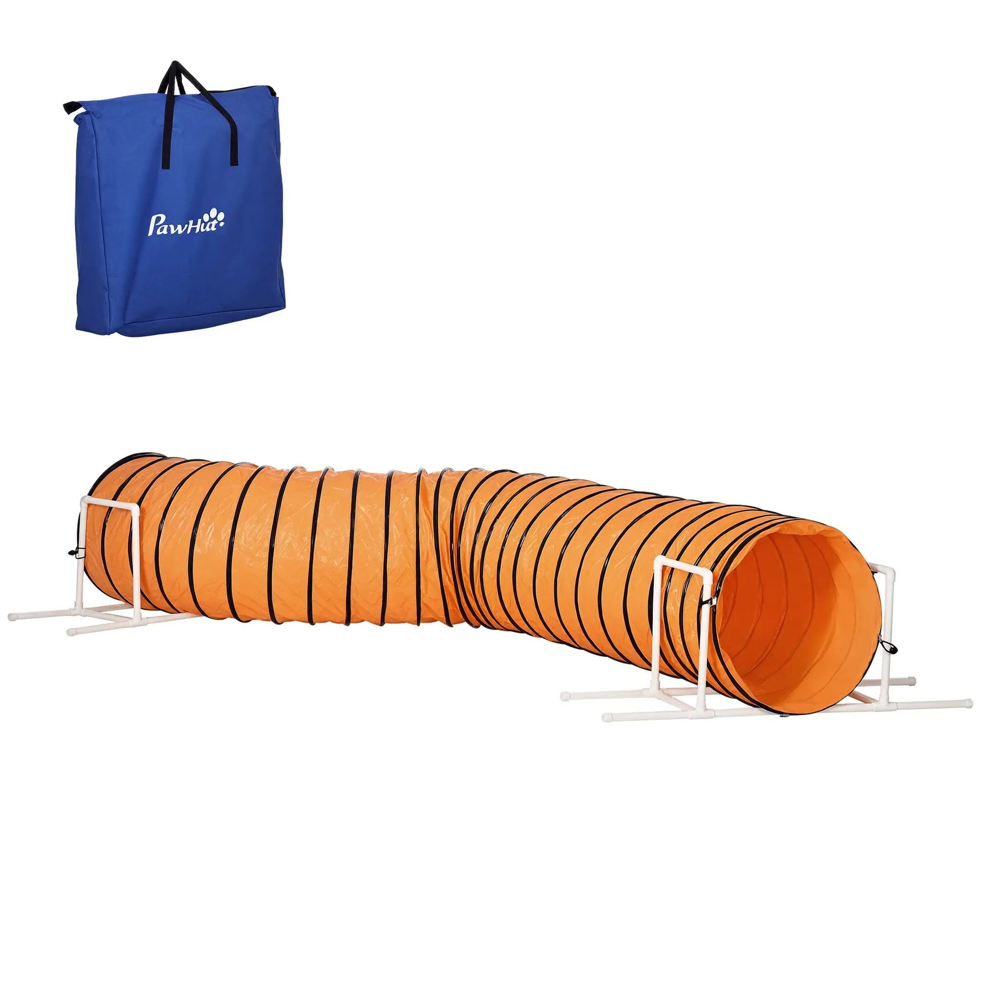 Dog Tunnel, 13 Foot Long, 24" Open Pet Agility Equipment with 2 Support Brackets, Carrying Bag, Orange Dog Agility Training Equipment Orange at Gallery Canada