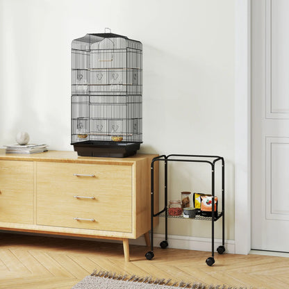 62" Rolling Bird Cage, Cockatoo House, Play Top, Storage Shelf, Wheels, Black Bird Cages at Gallery Canada