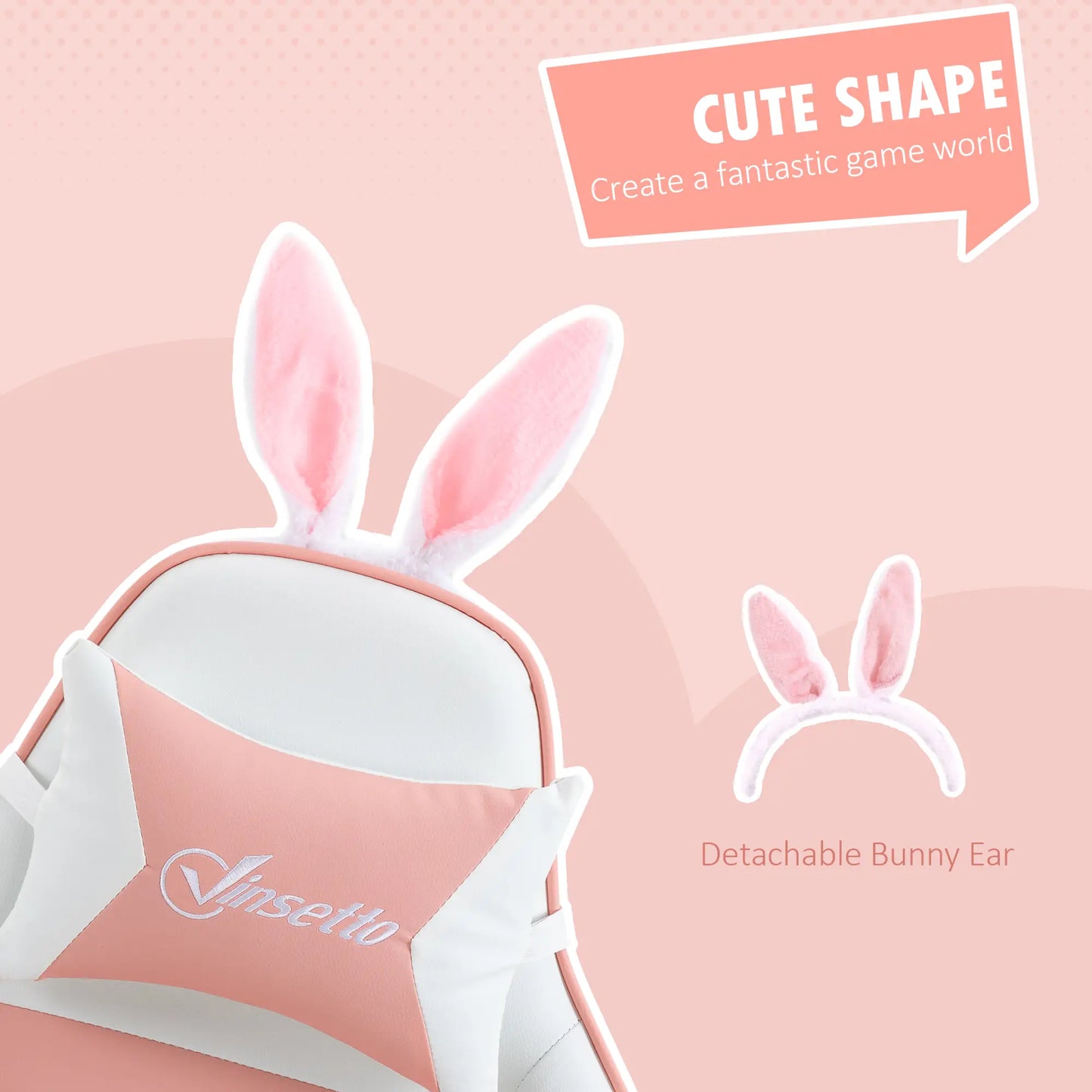 Racing Gamer Chair, PU Leather with Footrest, Headrest, Lumbar Support, Pink Video Game Chairs at Gallery Canada