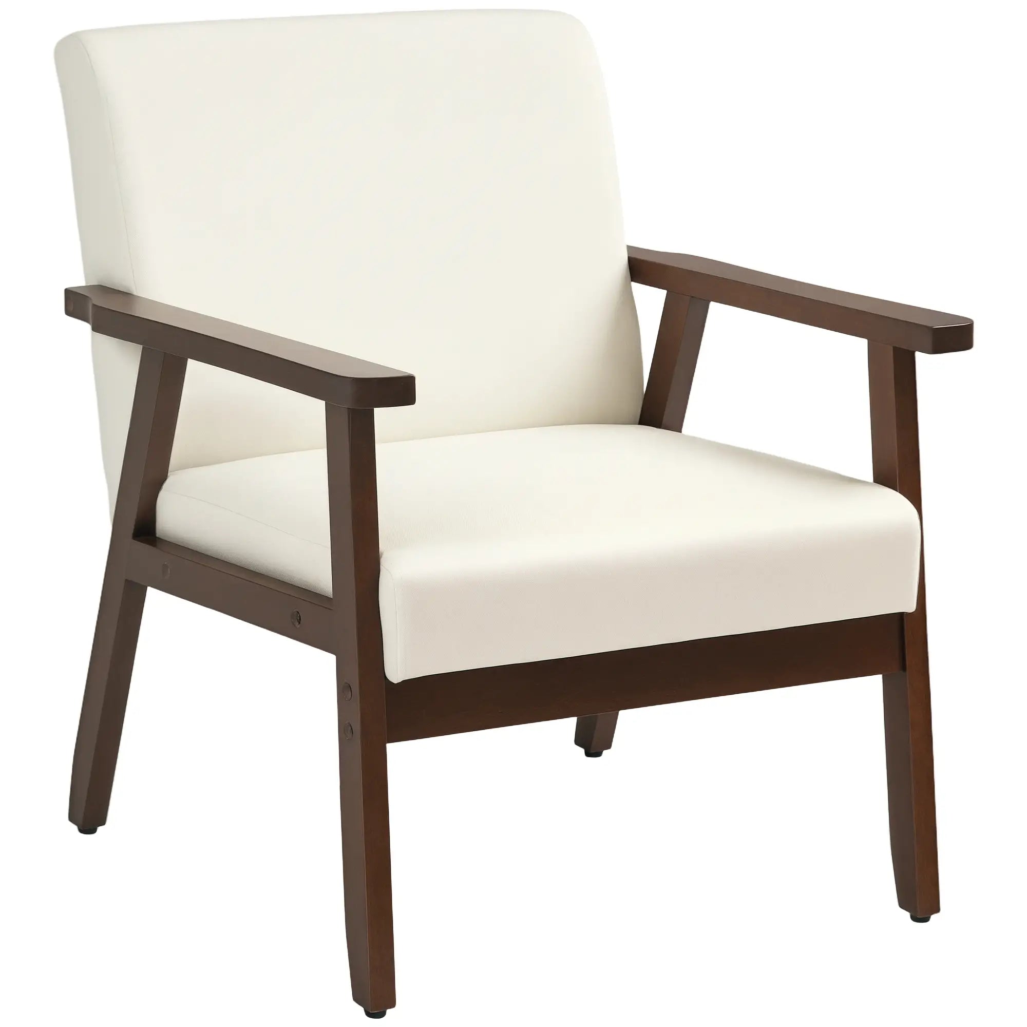 Modern Accent Chair, Cushioned Seat, Linen-Feel Upholstery, Cream White Accent Chairs Cream at Gallery Canada