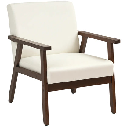 Modern Accent Chair, Cushioned Seat, Linen-Feel Upholstery, Cream White Accent Chairs Cream at Gallery Canada