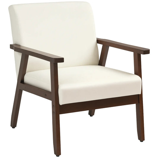 Modern Accent Chair, Cushioned Seat, Linen-Feel Upholstery, Cream White Accent Chairs Cream at Gallery Canada