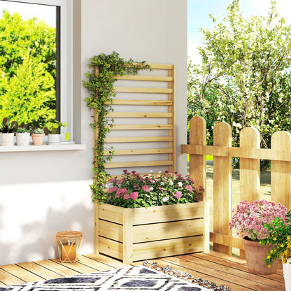 Wooden Raised Garden Bed With Trellis, Elevated Planter Box With Drainage Wooden Planter Boxes at Gallery Canada