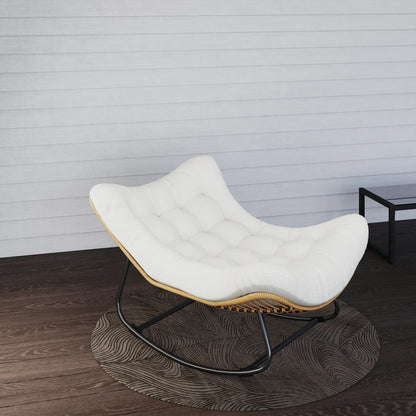 Oversized Rattan Patio Egg Chair, Rocking Chair With Padded Cushion, Cream White Outdoor Rocking Chairs at Gallery Canada