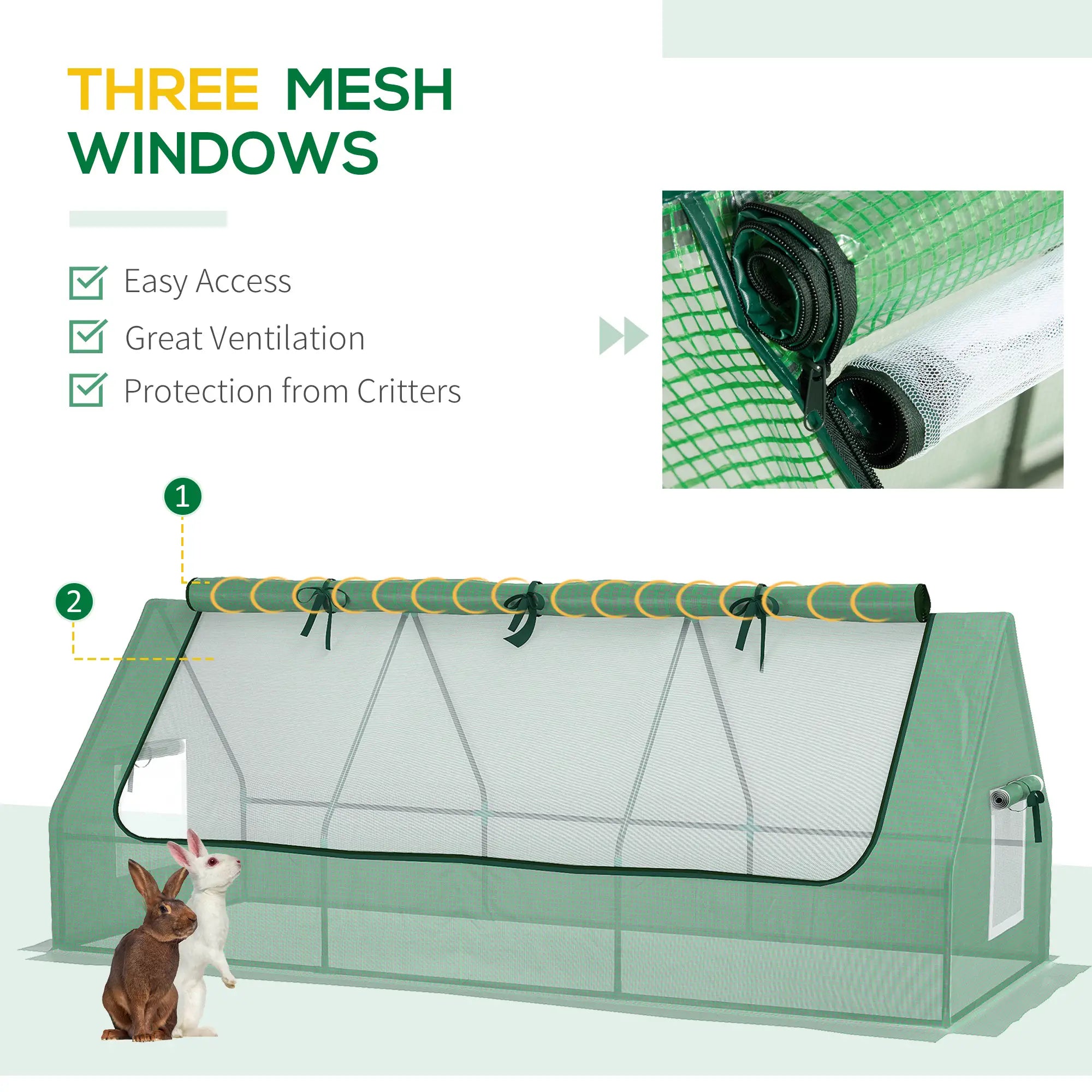 Portable Mini Greenhouse, Mesh Windows, 94.5