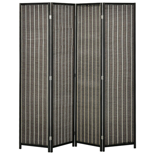 4 Panel Room Divider, 6 Ft Tall, Bamboo Hand-Woven, Brown Room Dividers Black & Brown at Gallery Canada