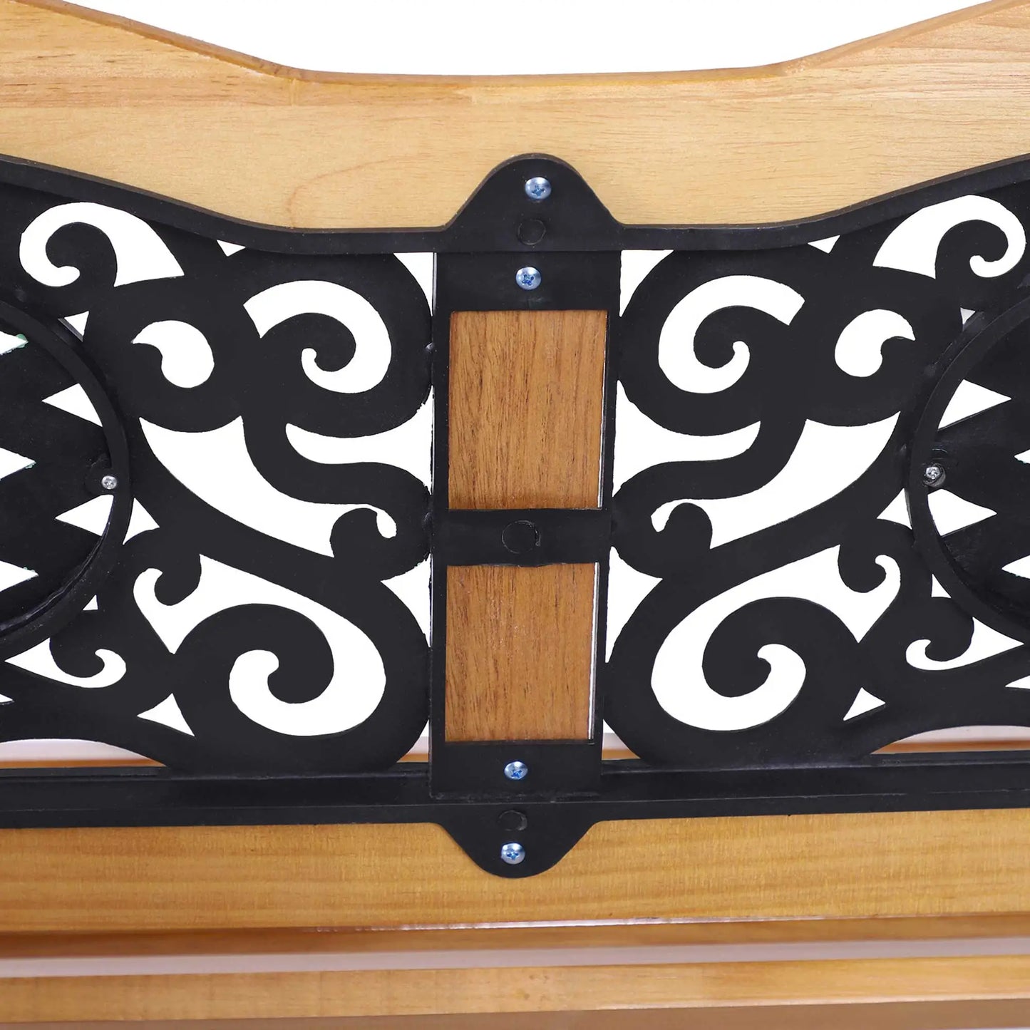 50" Garden Bench, Porch Park Chair, Cast Iron Hardwood Outdoor Benches at Gallery Canada