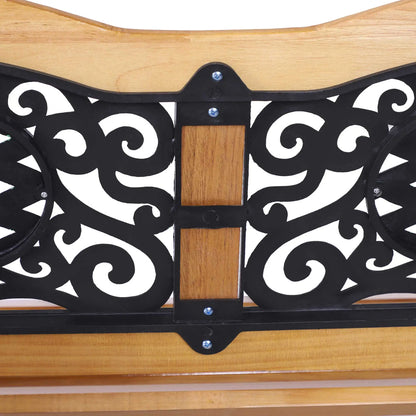 50" Garden Bench, Porch Park Chair, Cast Iron Hardwood Outdoor Benches at Gallery Canada