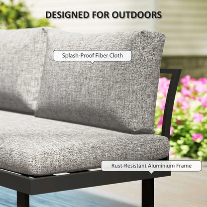 3 Piece Aluminum Corner Patio Furniture Set, Sectional Outdoor Sofa, 2 Loveseats, Wood-Plastic Coffee Table Patio Furniture Sets at Gallery Canada