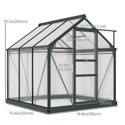 Greenhouse Kit, PC Board with Sliding Door, 6.2' x 6.3' x 6.6', Grey Walk In Greenhouses at Gallery Canada