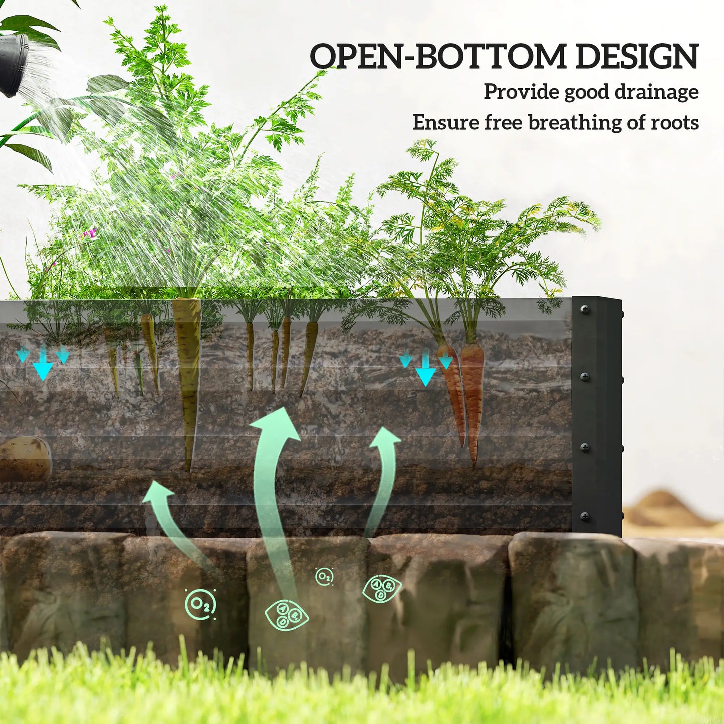 L-Shaped Raised Garden Bed, 82" x 109" x 12", Black Galvanized Steel Planter Box, Black Galvanized Planter Boxes at Gallery Canada