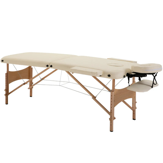 Height Adjustable Salon Spa Facial Couch, Folding Massage Table, Beige Portable Massage Tables Beige at Gallery Canada