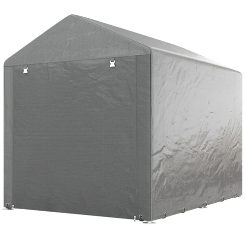 Portable Bicycle Shed, Galvanized Steel Frame, Large Door, Waterproof, Light Grey