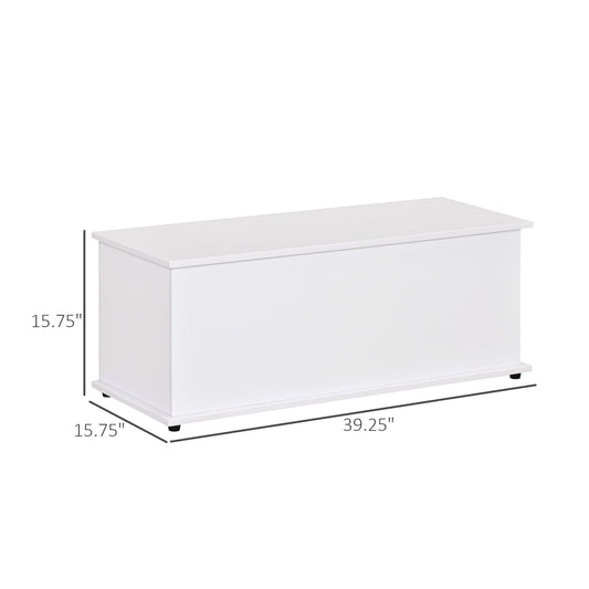39.5" Lift Top Storage Chest with 2 Safety Hinges, Toy Box Organizer with Flip-Top Lid, Entryway Storage Bench, White - Gallery Canada