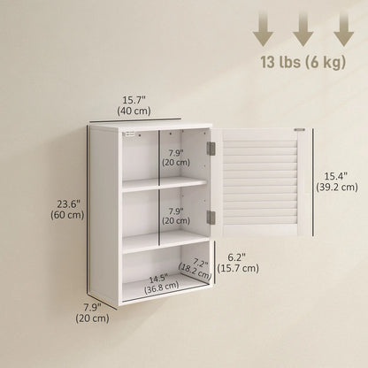 Wall Mounted Bathroom Cabinet, Adjustable Shelves, 40 x 20 x 60 cm, White Wall Mounted Cabinets at Gallery Canada