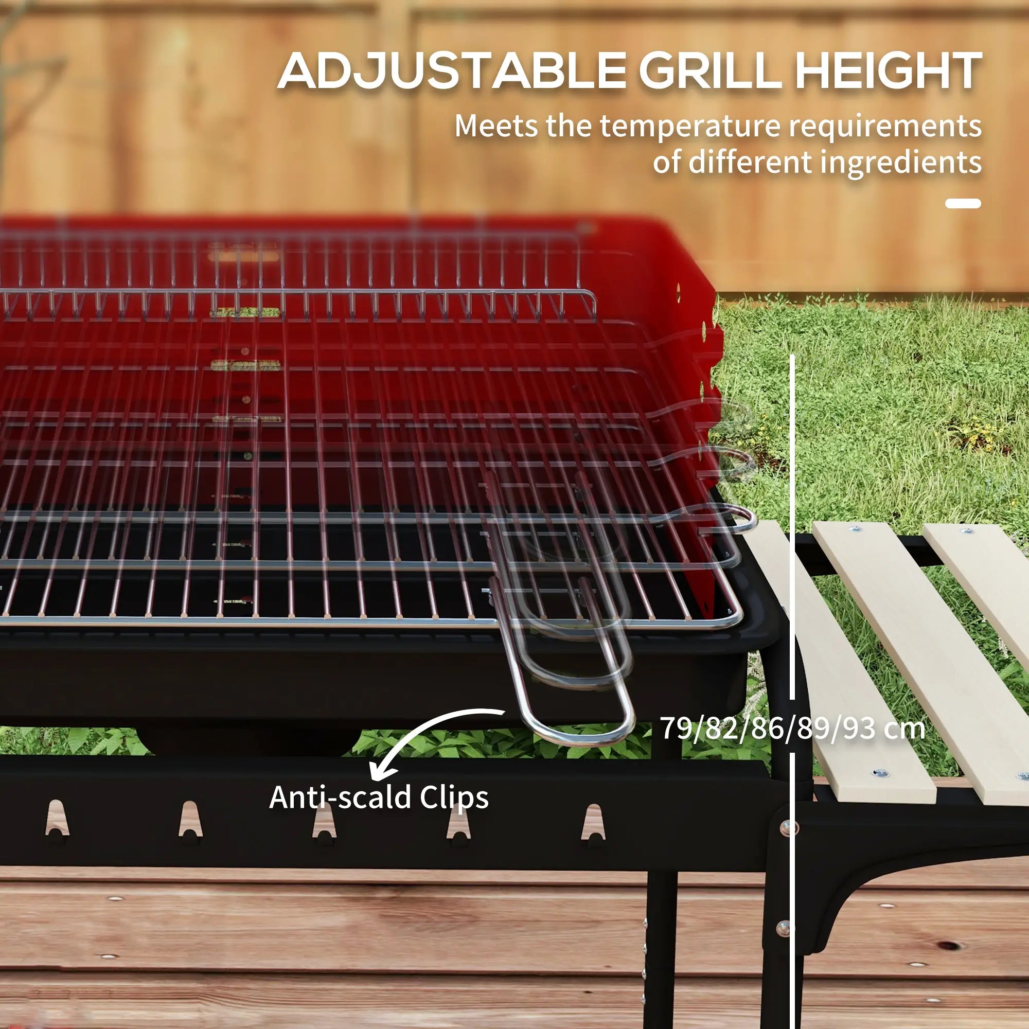 Charcoal Barbecue Grill, Adjustable Height, Portable BBQ Trolley, Red Charcoal BBQ Grils at Gallery Canada