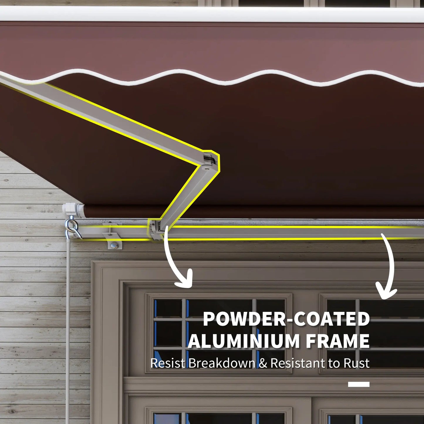 12' x 8' Retractable Patio Awning, Manual Crank Handle, UV Water-Resistant Patio Awnings at Gallery Canada