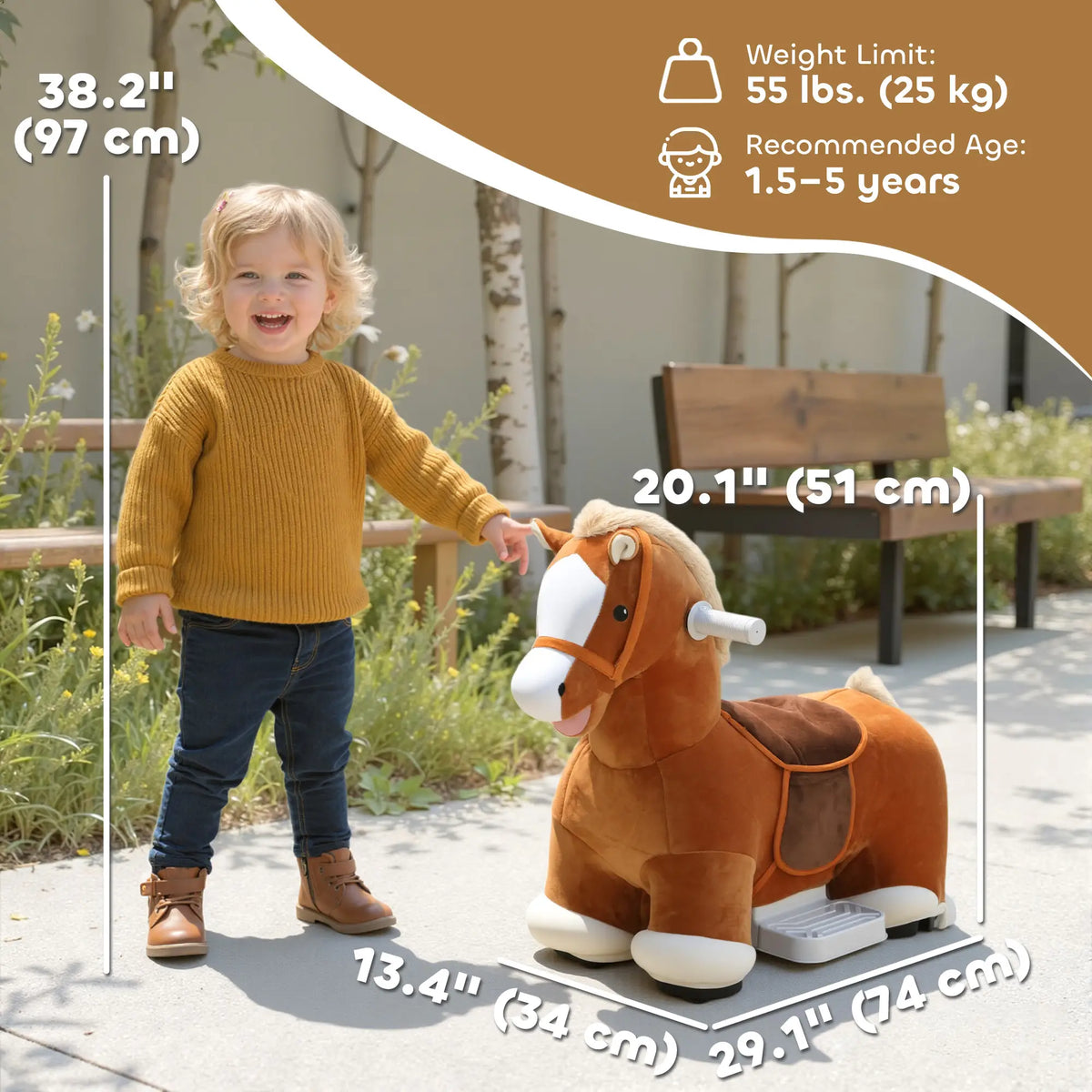 Electric Ride On Horse, Battery Powered Toy, Brown Rocking Horses at Gallery Canada