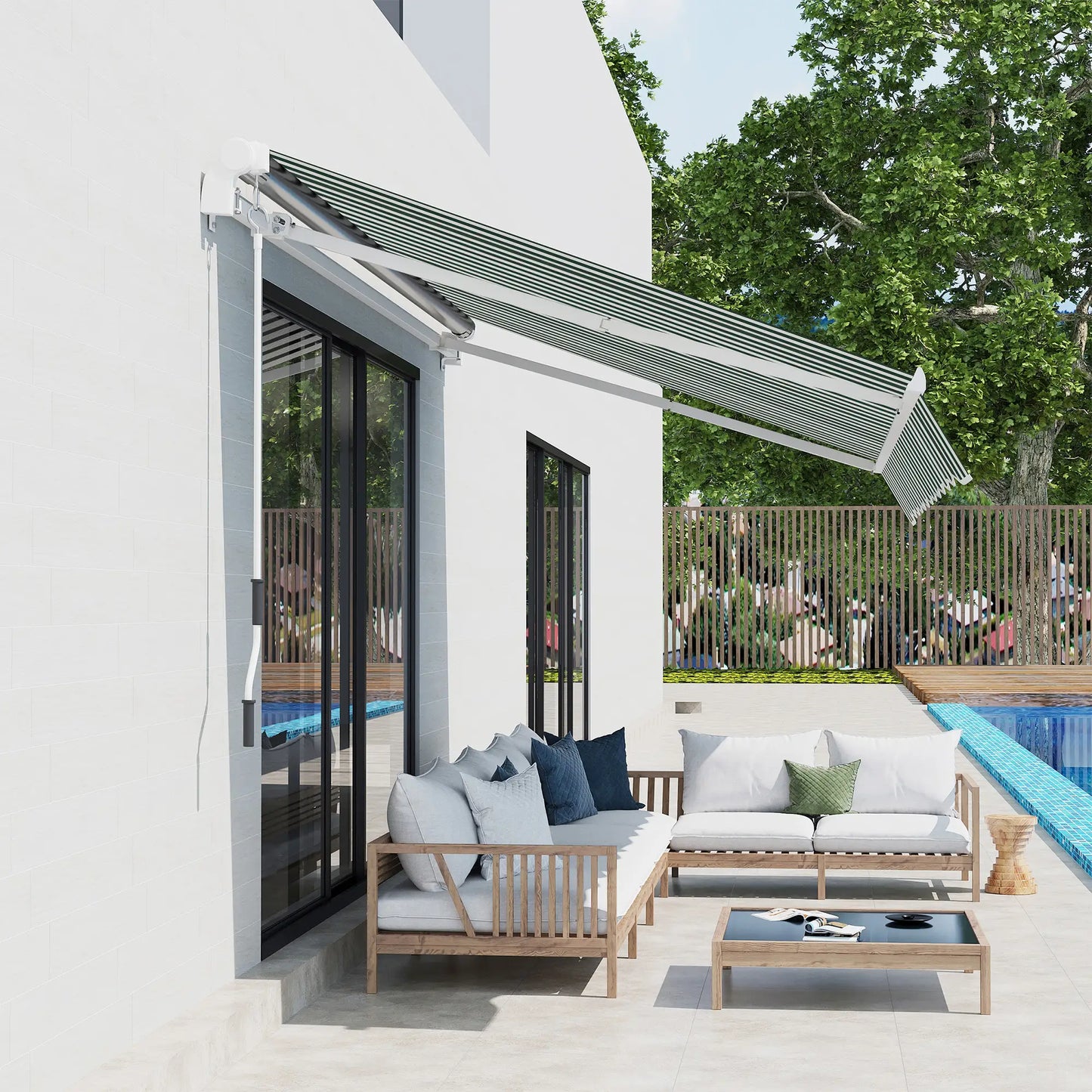 10' x 8' Retractable Awning Fabric, UV Protection, and White, Green Awning Fabric Replacement at Gallery Canada