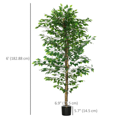 Set of 2 6ft Artificial Ficus Trees, Indoor Fake Plants with Pot Artificial Trees at Gallery Canada