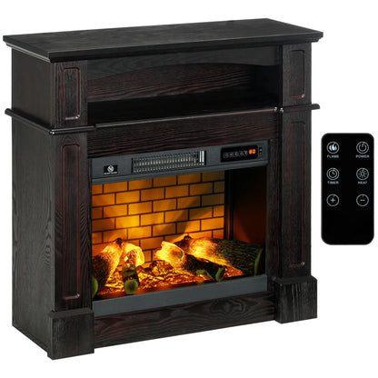 Electric Fireplace With Mantel, Freestanding Heater, 700W/1400W, Brown Electric Fireplaces Brown at Gallery Canada