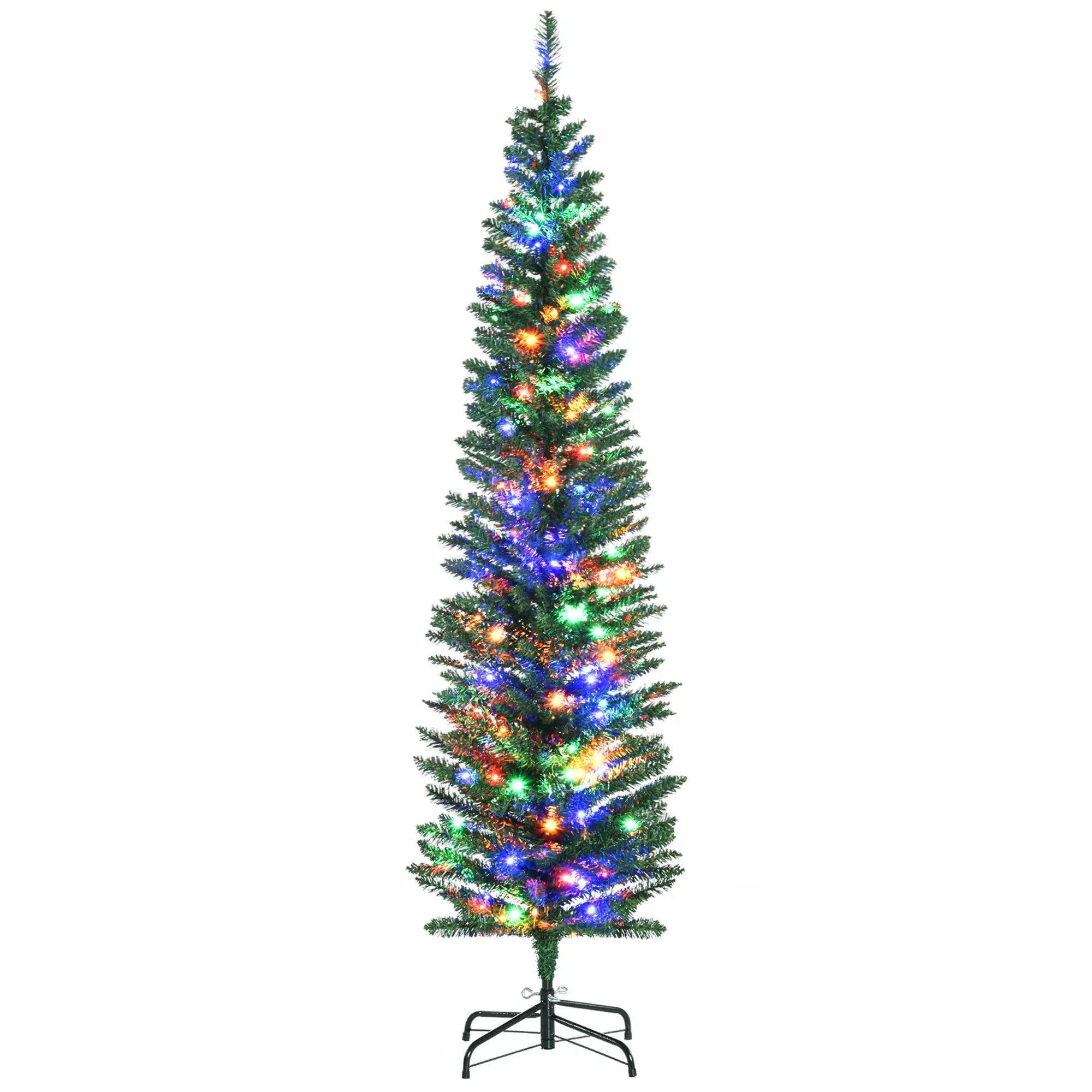 6' Artificial Pencil Christmas Tree, Steel Base, Colorful LED Lights Pencil Christmas Trees at Gallery Canada