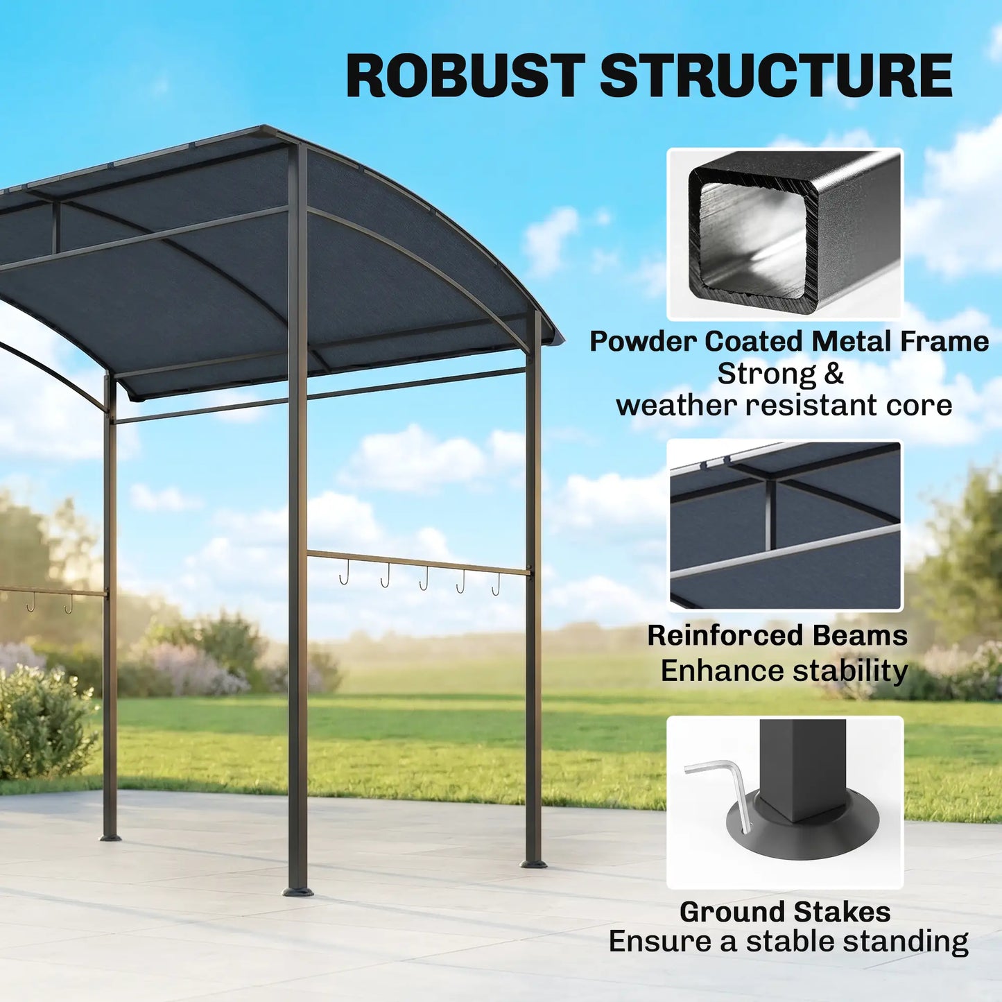 7' x 5' BBQ Grill Gazebo Tent, Steel Frame, Grey BBQ Grill Gazebos at Gallery Canada