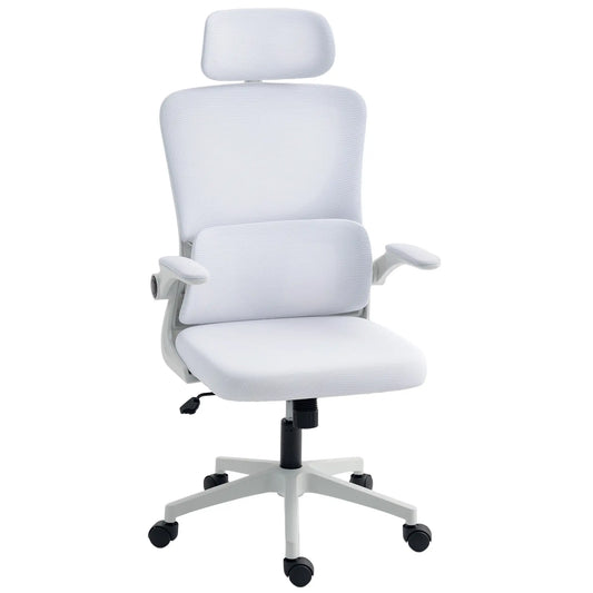 High Back Office Chair, Mesh Computer Chair, Adjustable Height, Cream White Office Chairs Cream at Gallery Canada