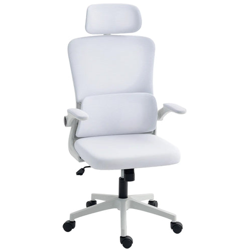 High Back Office Chair, Mesh Computer Chair, Adjustable Height, Cream White