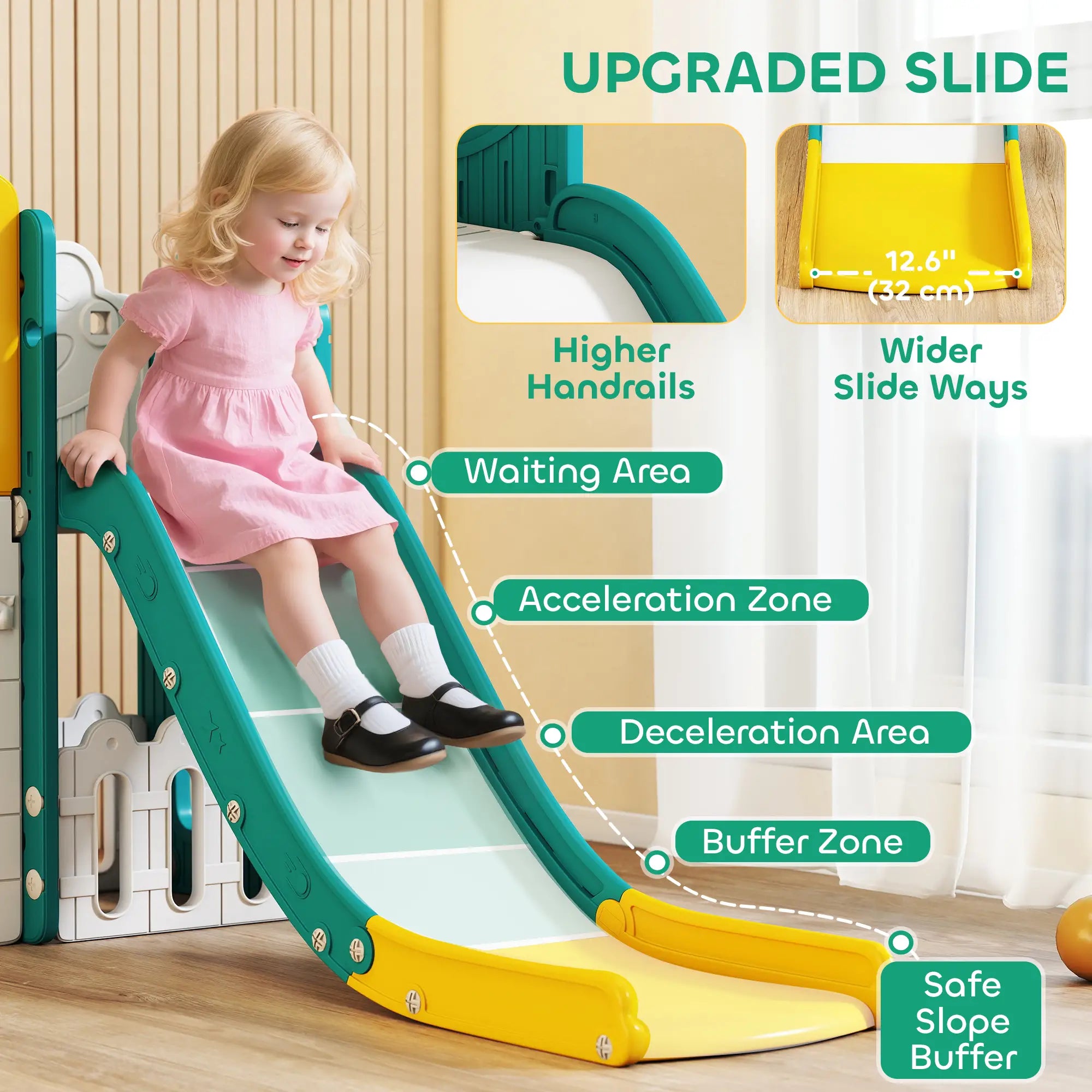 7-in-1 Toddler Slide With Basketball Hoop, Yellow Gym Sets & Swings at Gallery Canada
