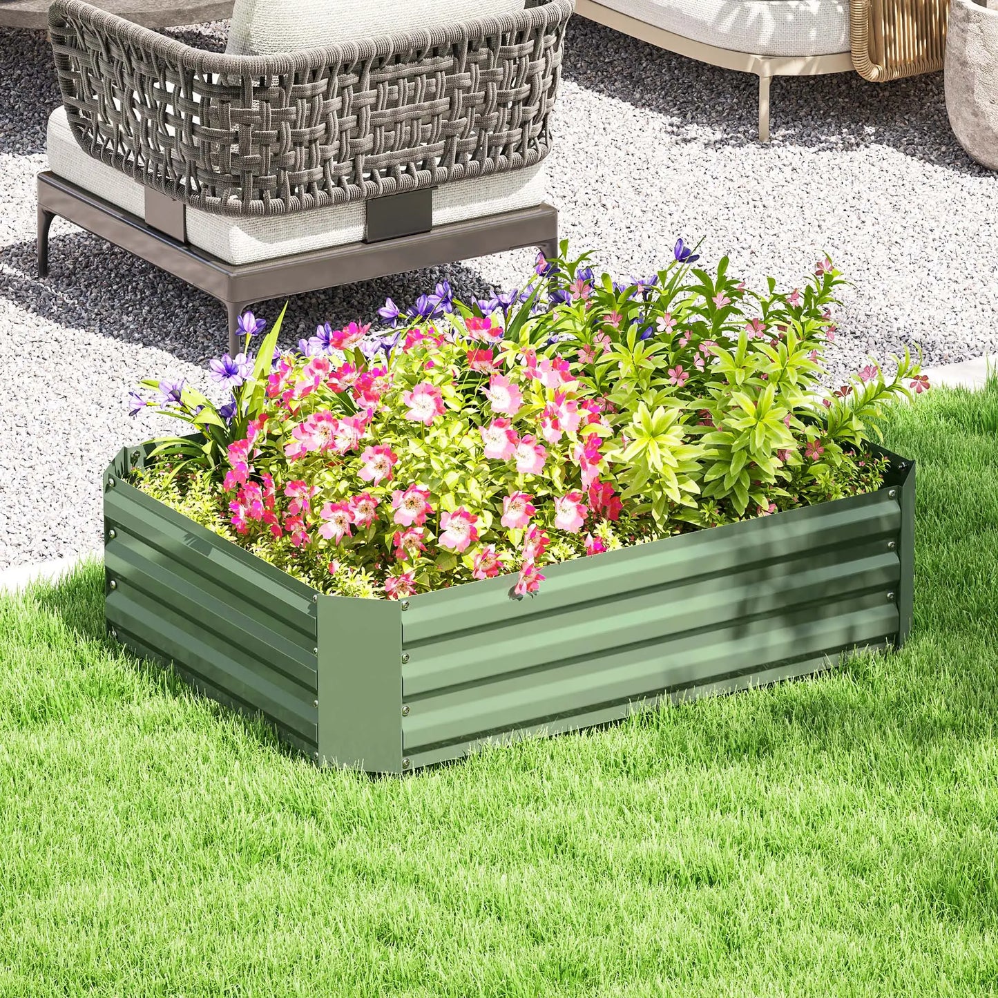 Galvanized Raised Garden Bed, 4' x 3' x 1', Metal Planter Box, Dark Green Galvanized Planter Boxes at Gallery Canada
