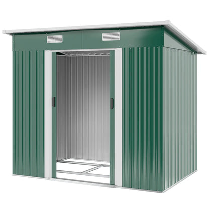 7'x 4' Metal Patio Storage Shed, Garden Tool Utility, Green Sheds at Gallery Canada