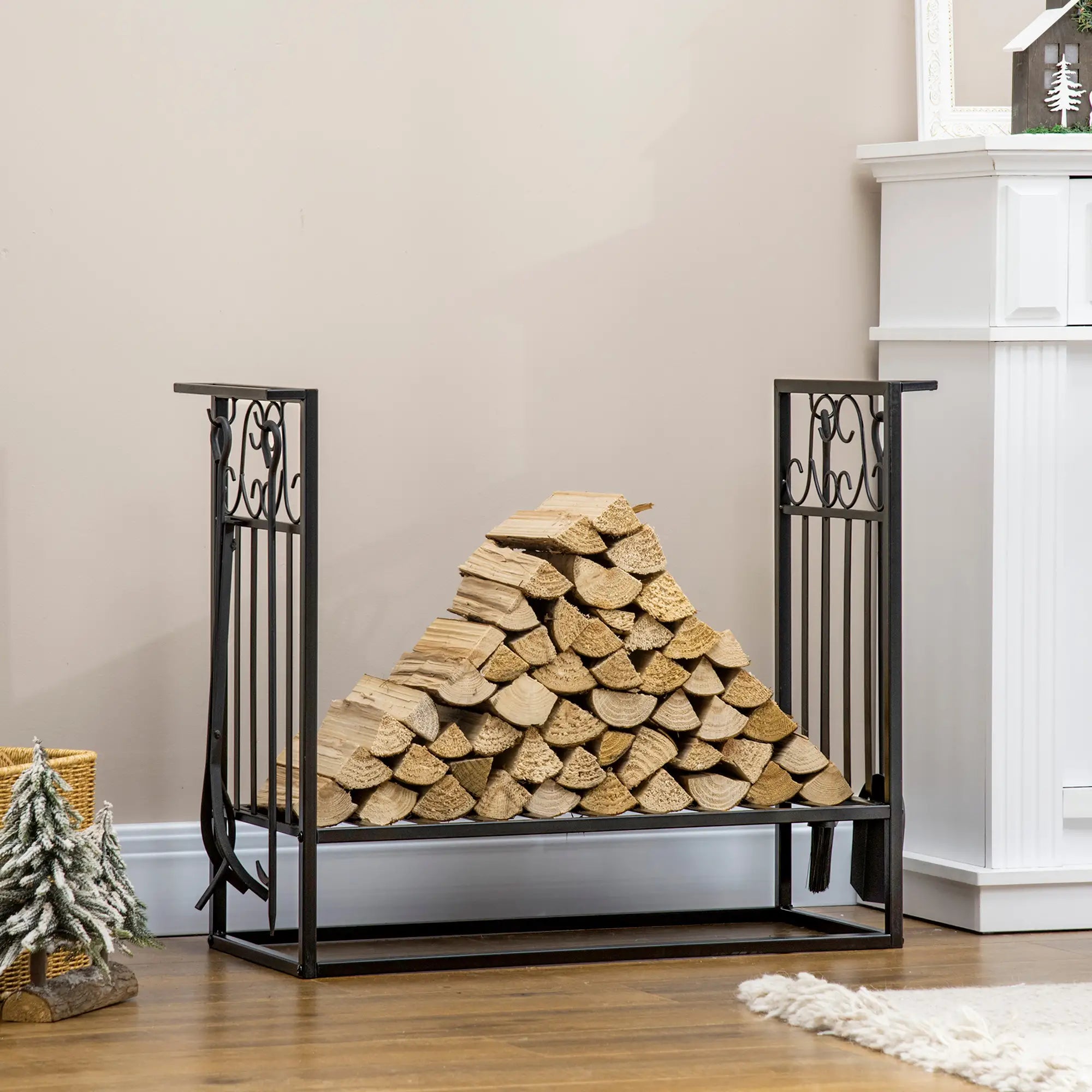 Heavy Duty Firewood Log Rack, Vintage Design, Black Firewood Racks at Gallery Canada
