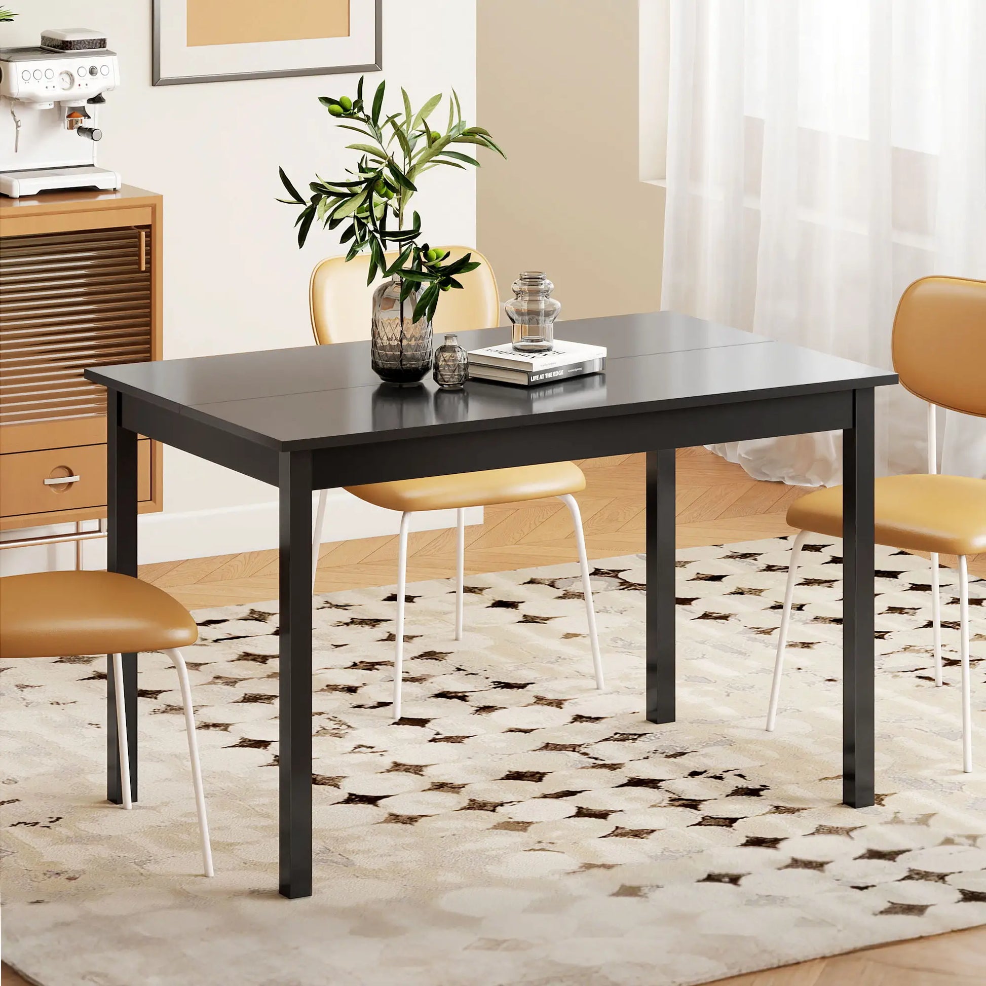 47" x 30" Dining Table, Farmhouse Pine Wood Frame, Black Dining Tables at Gallery Canada